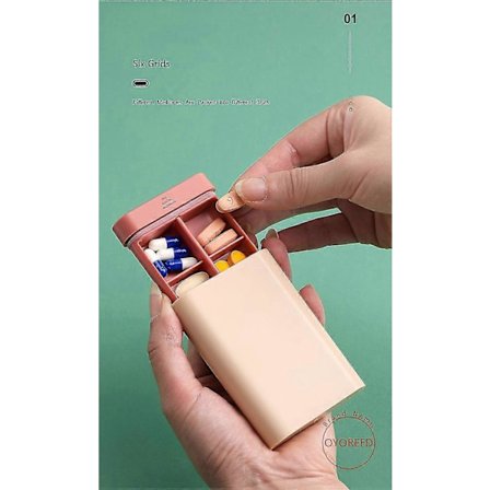 Bærbar 6-rums pilleæske forseglet pilleopbevaringsorganisator udendørs rejse pille støvbeskyttelsesbeholder