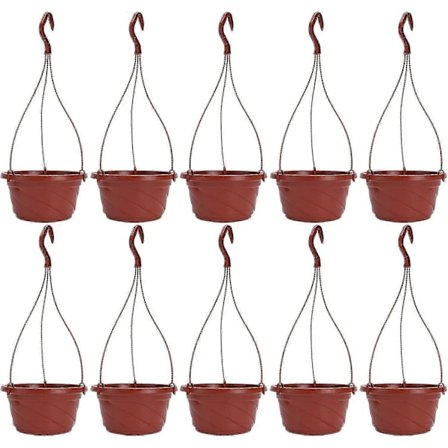 10-pak Plastik Hængende Selvvandende Have Blomster Plantepotte til Udendørs Indendørs Planterød