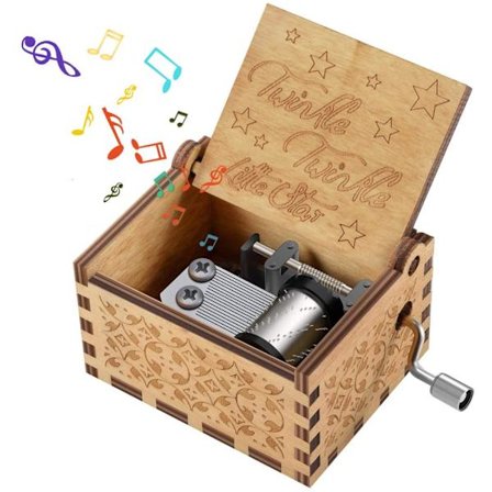 Træ Musikboks Legetøj til Småbørn, Hånddrevet Graveret Mu