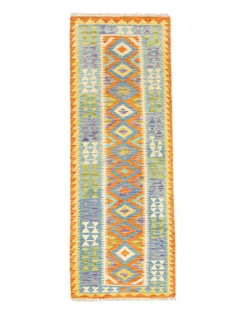 Hand Woven Kilim Afghan Old Style Rug 72X190 Wool Green/Grey Small