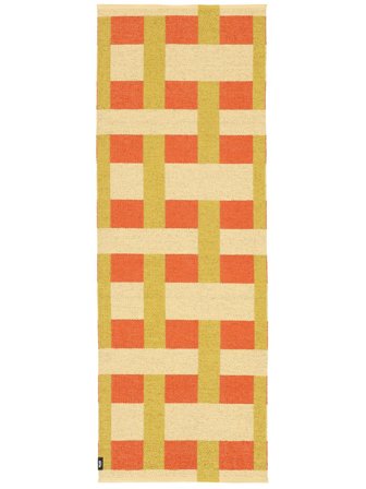Checkson Indoor/Outdoor Rug Washable 70X200 Small Yellow Checkered Runner