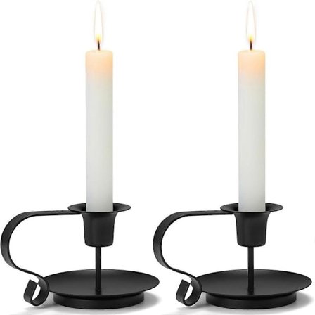 Lysestage i smedejern til koniske lys, sorte lysestager, lysestager til bryllup, middag, festdekorationer