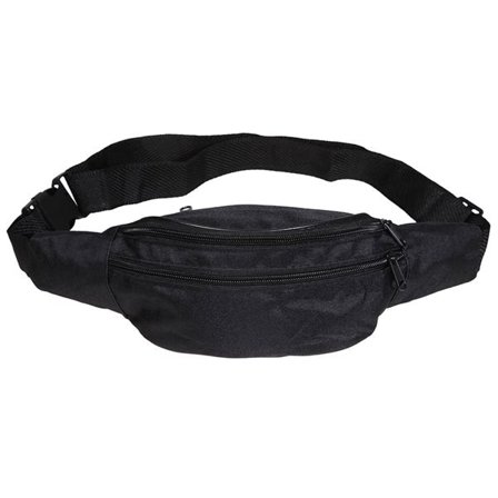 Justerbar taljetaske i tekstil med 3 rum - Svart