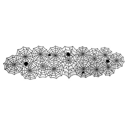 Halloween-dug, sort blonder spindelvæv dug til halloween-borddekoration, skræmmende dug til halloween-festborddekoration