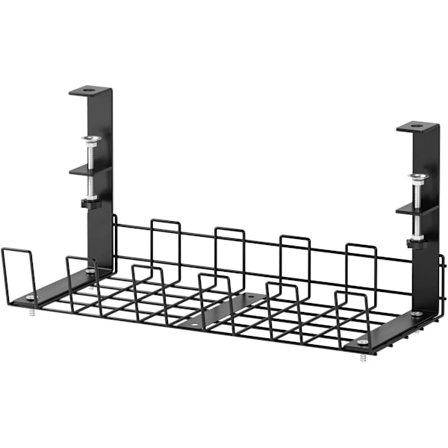 Kabelhanteringsbricka under skrivbordet Ingen borr, metallkabelhållare Rack Skrivbordskabelkorg med organizer för kontor och hem, M,