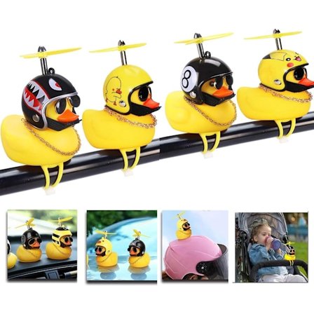 4-delt syklist i gummi, pipende ender, racersykkel, pipeand, søtt sykkelhorn med hjelm og propell, gave til syklister