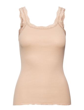 Silk Top W/Lace T-shirts & Tops Sleeveless Creme Rosemunde