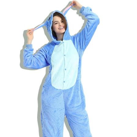Søt tegneserie anime dyr pysjamas for menn og kvinner Blue Stitch 120#