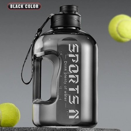 2,7L vannflaske for fotturer, fitness, camping, utendørs treningsstudio, treningsvannflaske (FMY) Svart 2,7L Svart