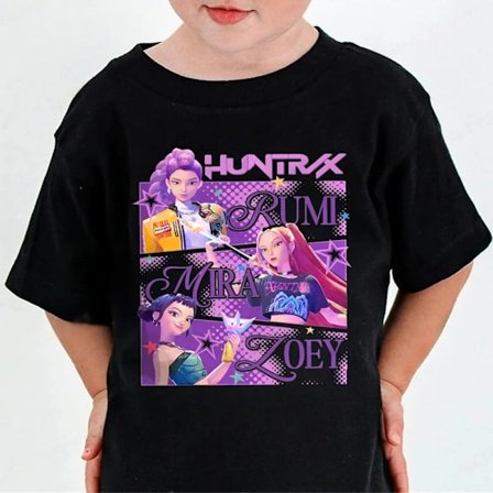 Huntrix Kpop Demon Hunters T-shirt til børn - Sommertrøje i bomuld til drenge og piger