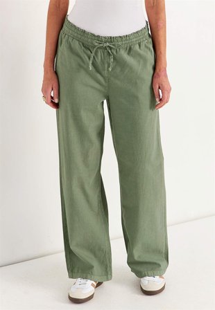 Cellbes of Sweden - Bukse i vasket bomull i kakigrønn for damer i størrelse 38/40