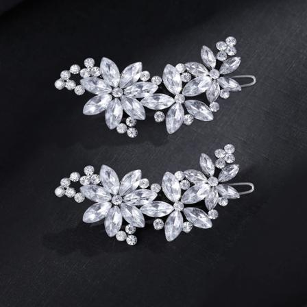 Kristallblommor Bröllopshårklämmor Rhinestone Bröllopshårklämmor För Brudar(2-pack)