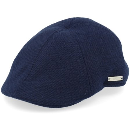 Seeberger - Modrá flatcap Kšiltovka - Stoff Blue Flat Cap @ Hatstore
