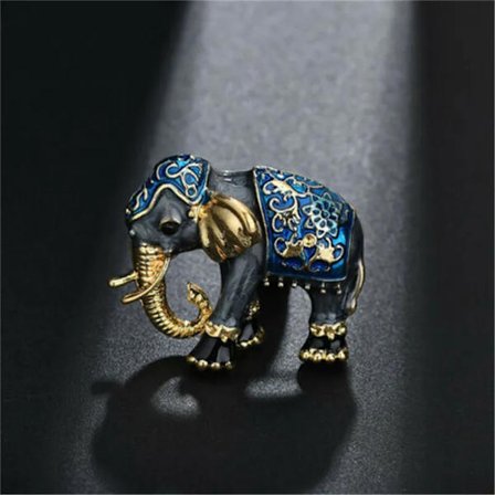 New Arrival Lovely Blue Texture Enamel Elephant Shape Brooch Crystal Pins Brooches For Women Kids Scarf Clothes Jewelry
