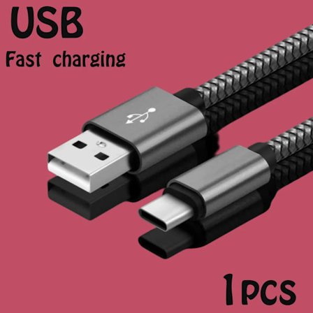 Nylon Datakabel Snabbladdare USB A till Typ C Laddningskabel För Huawei Samsung Android telefon TypeC Laddningsenhet 1M 2M 3M