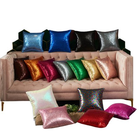 Glittrande Paljett Kuddfodral Glänsande Bling Örngott 45 x 45 cm för Dekor Soffa Bröllop Jul