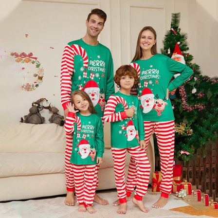 Familie Matchende Voksen Julepyjamas Julefestligt Nattøj