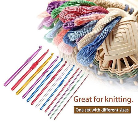 12 stk 2-8 mm flerfargede aluminium heklenåler sett