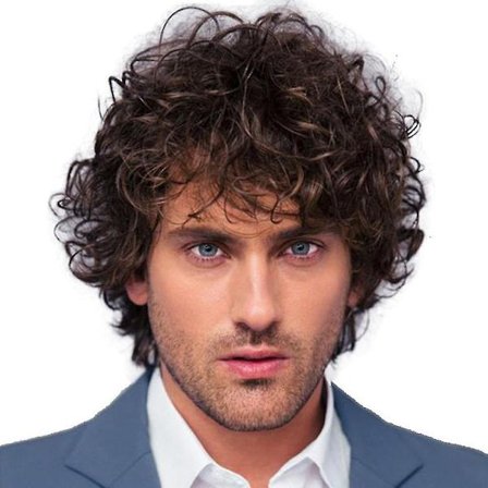 Aikuisten miesten synteettinen kokopääperuukki, luonnollinen lyhyt kihara aaltoileva tukka