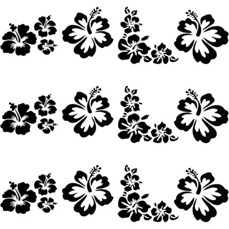 Hibiscus Blomster Bilstickere Hawaiianske Stickere Sort Vinyl ,ZQKLA