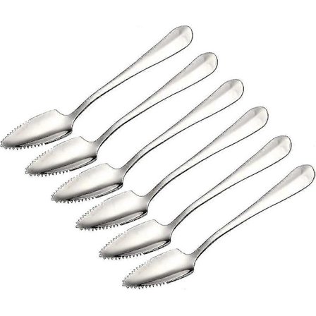Greippilusikat ruostumattomasta teräksestä, sahalaitaiset, 6 kpl - CE db