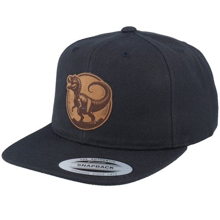 Kiddo Cap - Nero snapback Cappellino - Kids T-rex Dino Brown Round Patch Black Snapback @ Hatstore