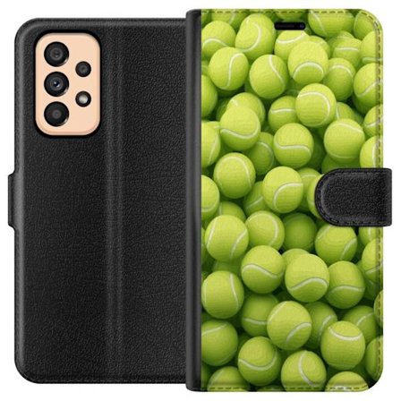 Kompatibel Tegnebogsetui til Samsung Samsung Galaxy A53 5G Mønster af grønne tennisbolde i høj detalje, sporty motiv med gentagende tekstur og stæ