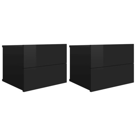 Vidaxl Sängbord 2 St Svart Högglans 40x30x30 Cm Spånskiva Svart