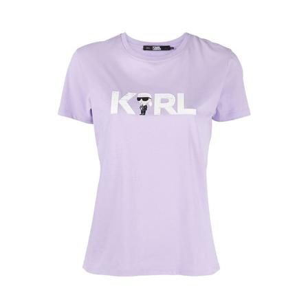 Karl Lagerfeld, T-Shirts Paars, Dames, Maat:L