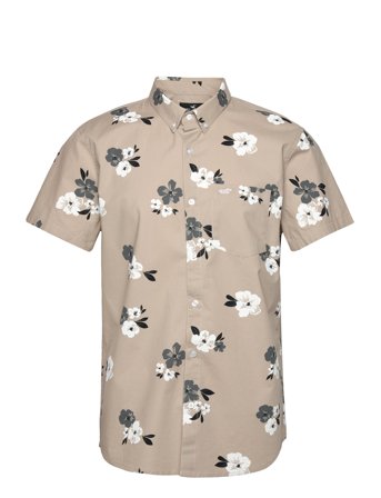 Hco. Guys Wovens Kortermet Skjorte Beige Hollister*Betinget Tilbud