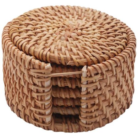 6 stk./sæt Drikkeunderlag Sæt Til Kungfu Te Tilbehør Rundt Bord Dug Bordunderlag Opvaskemåtte Rottingvæv