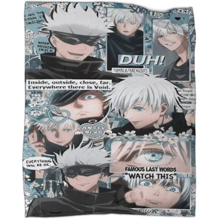 Jujutsu Kaisen Satoru Gojo Tæppe Super Blødt Flanell Kastetæppe 3D Printet Komfort Sengelinned til Sofa Hele Sæsonen-ASDF304