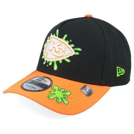 New Era - NFL Svart adjustable Keps - Kansas City Chiefs NFL Slime 9FORTY Black/Orange A-Frame Adjustable @ Hatstore
