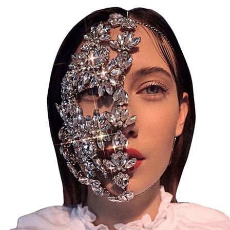 Crystal Face Decoration kimalteleva tekojalokivi ja pääketju Performance Show Rekvisiitta Otsakorut Gatsby Accessor