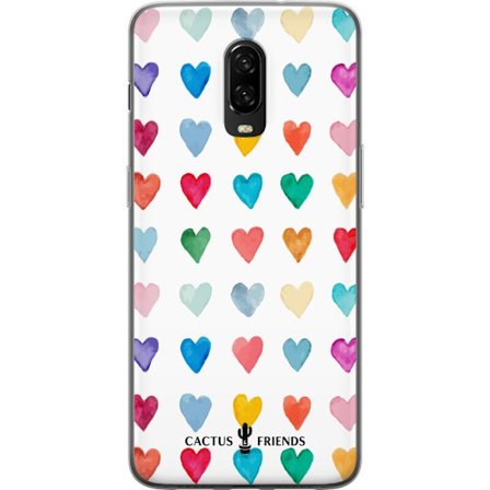 Kompatibelt Mobildeksel til OnePlus OnePlus 6T Cactus and Friends - Watercolor Love Grid