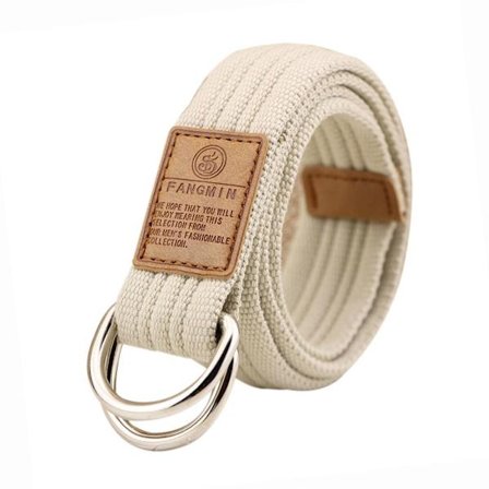 Nylon punottu vyö kaksinkertainen rengas vyötärönauha BEIGE