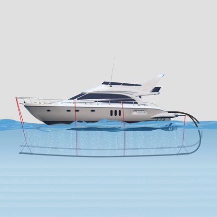 Desviador de corrente VAKE DE-ICER Gen2 V-12, 160 W (2 x 80 W), 220 - 240 V, adequado para embarcações até 13 metros & cais (até 24 metros de 