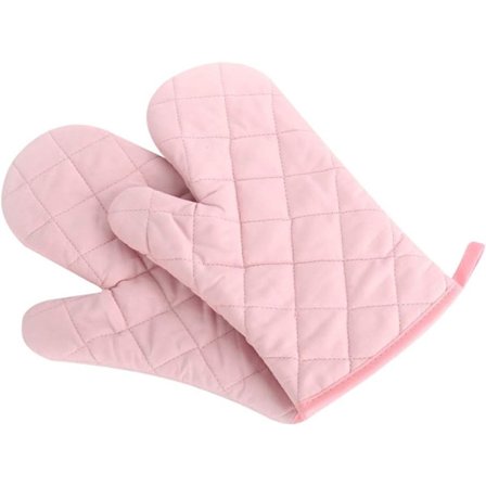 Grydelapper Køkken Bomuld Søde Lange Mikrobølgeovnshandsker Varmebestandige Handsker til Madlavning, Mad, Stegning, Bagning Premium Holdbar Pink
