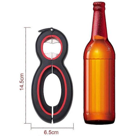 6 i 1 Flaskeåpner Multifunksjon Lokkåpner Boksåpner for Eldre med Arbeidsbesparende for Kjøkken Restaurant Bar