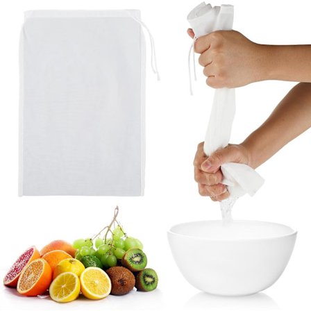 Mjölkpåsar för 4 personer, med finmaskigt filter, återanvändbara, med dragsko, tillverkade av nylonbomull.