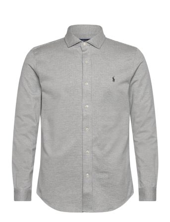 Polo Ralph Lauren Houndstooth Jersey Spread-Collar Shirt - Grey - XS