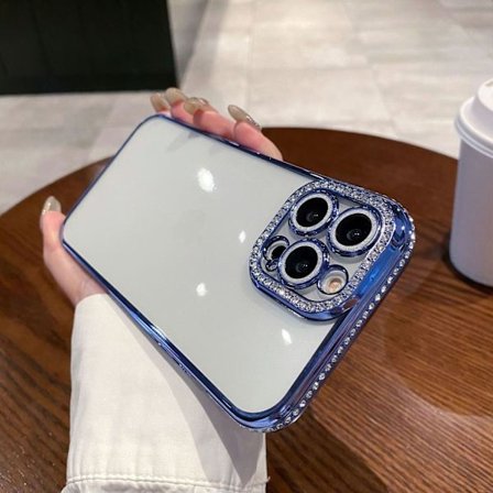 Skal för iPhone 17 PaxMax Elektropläterad Kant Diamant [Far Peak Blå] Elektropläterad Kant Diamant Silikon Gradient Glitter