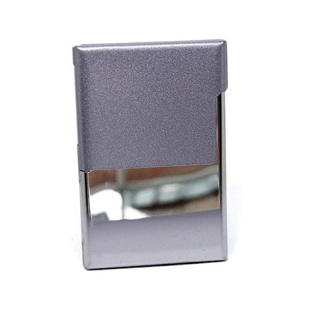 Kortmappe i metal med halv låg - Sølv matt