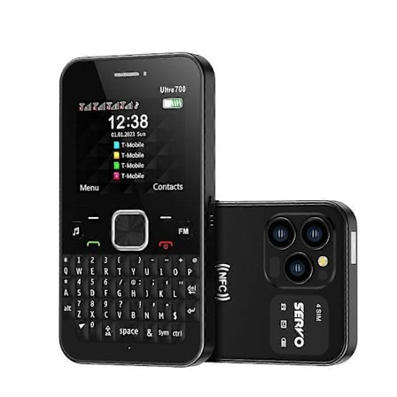 SERVO U700, 2,4 tommer, MTK6261D, 58 fullt tastatur, støtte for Bluetooth, FM, NFC, hurtigoppringing, lommelykt, GSM, Quad SIM