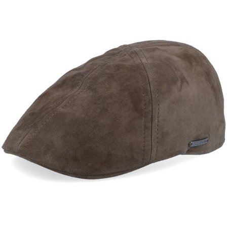 Stetson - Brun flatcap Keps - Texas Goat Suede Olive Flat Cap @ Hatstore