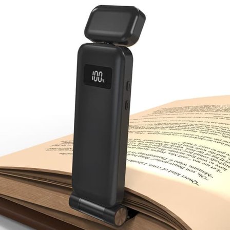 Bærbar USB Genopladelig LED Boglampe med Klemme til Læsning i Sengen, Justerbar Lysstyrke, Dæmpbar Bogmærkelampe