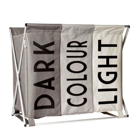 Stilfuld Vasketøjskurv i Tre Dele - Grå