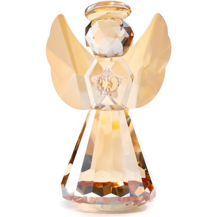 Champagne Krystallglass Guardian Angel Figur, Håndlaget Engelstatue Gaver til Kvinner, Kunst Samleobjekter Dekor