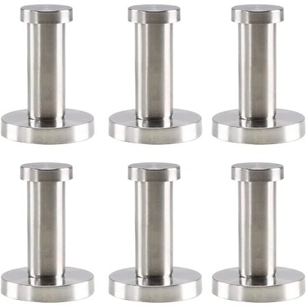 【xj】6-pak runde vægkroge i rustfrit stål, sølvfarvede