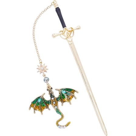 Fantasia Lohikäärmemiekka Kirjanmerkki - Kulta Vihreä Kirjanmerkit Lukulahja Miehille Syntymäpäivä Opettaja Ystävä Kiitos Joulu